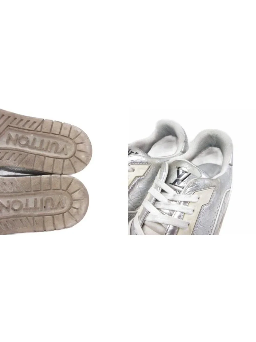 Louis Vuitton LV Trainer Line LV Logo Sneakers Low Cut Shoes Leather Metallic 8